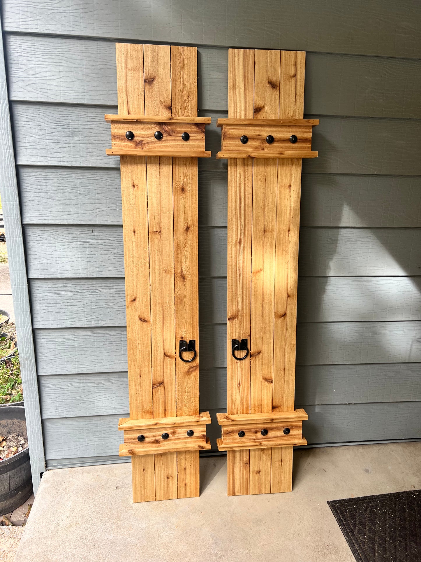 Rustic Decorative cedar window shutters - PAIR
