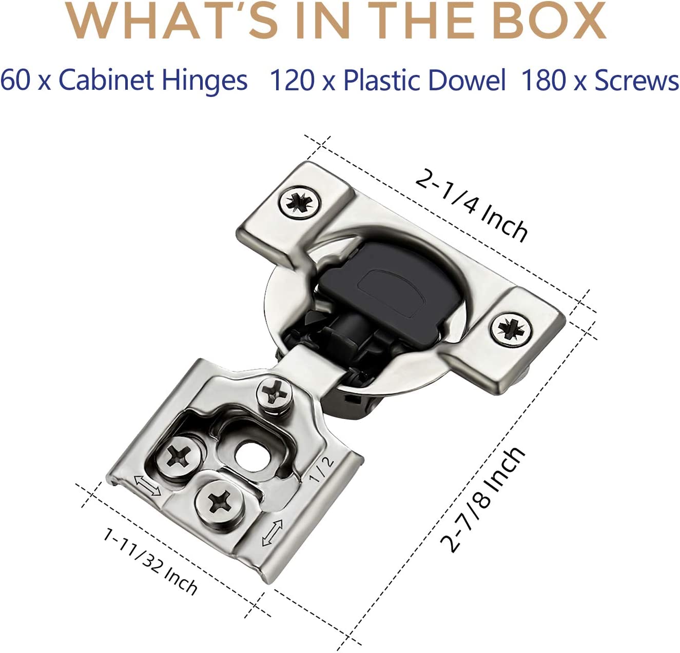 Cabinet Hinges 1/2" Soft Close