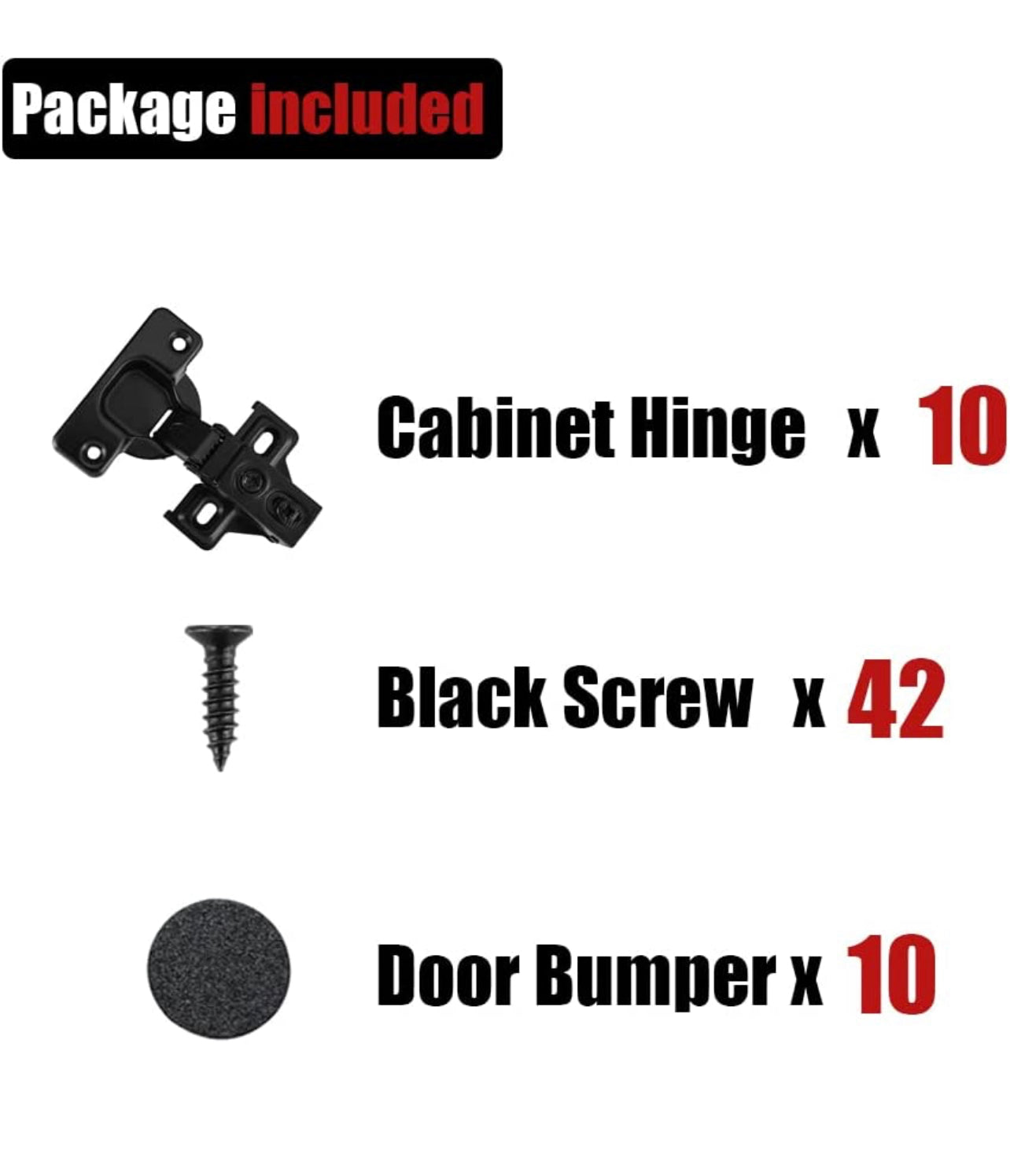 Cabinet Door Hinges Black, Soft Closing 1/2" Partial Overlay Cupboard Door Hinge for Face Frame Cabinets