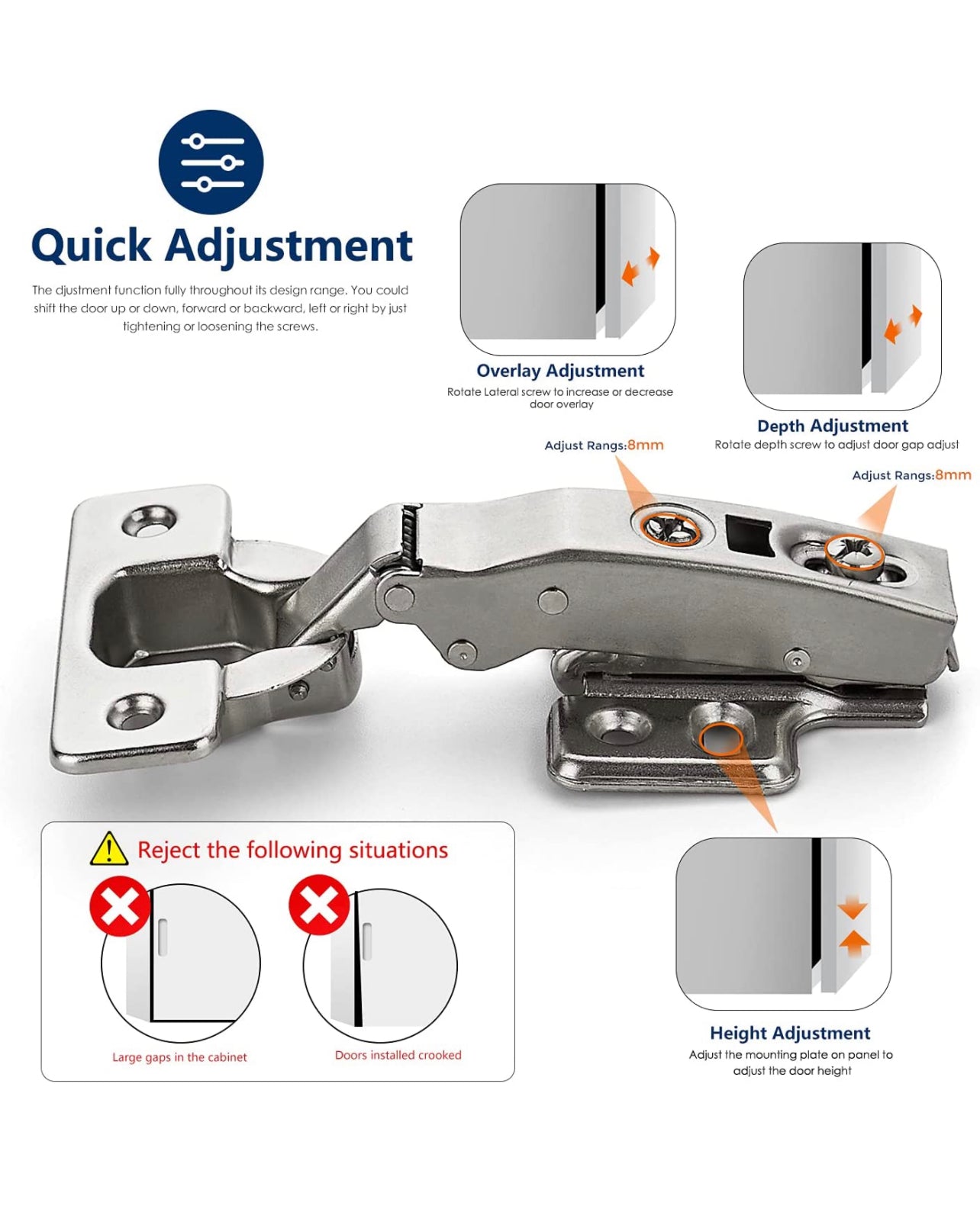 Cabinet Hinges 1/2" Soft Close