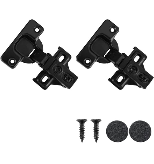 Cabinet Door Hinges Black, Soft Closing 1/2" Partial Overlay Cupboard Door Hinge for Face Frame Cabinets